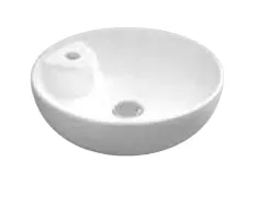 [0101-9455] Lavabo rond blanc à poser avec trou pour mitigeur