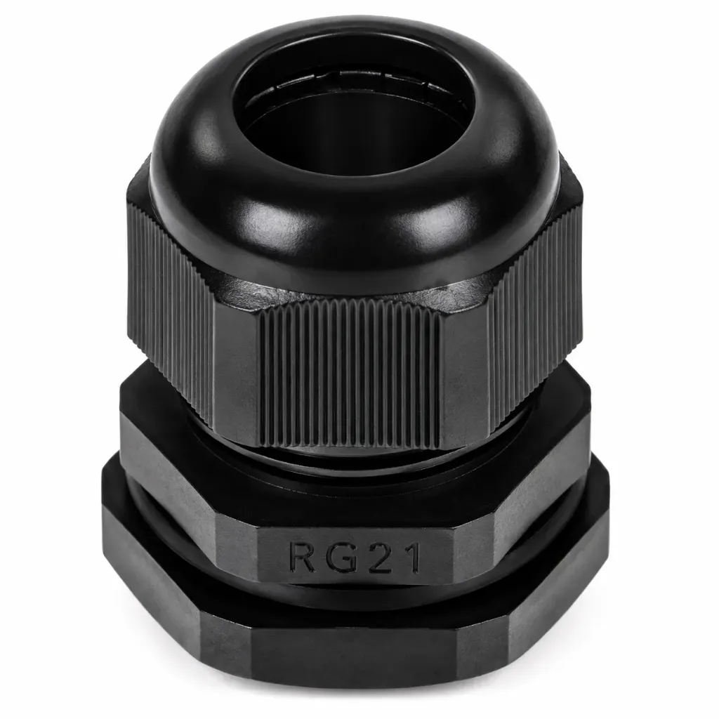 Black PG 48 Straight Connector with Nut IP68