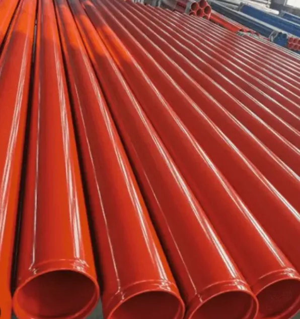 Red Seamless Steel Pipe with Grooved Ends, 114.3 mm x 6.02 mm, ASTM A 106 Gr.B