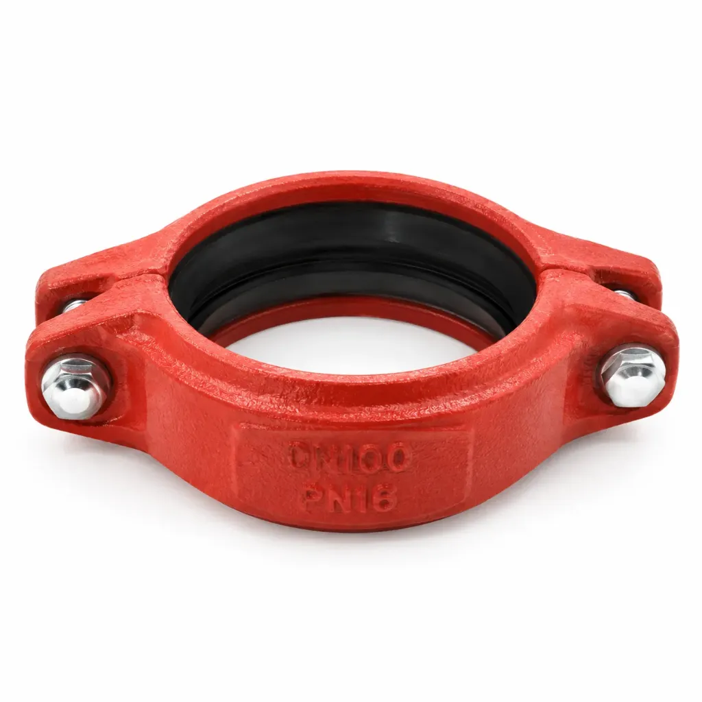 Red 4 Inch Rigid Grooved Coupling with Two-Bolt Split Body