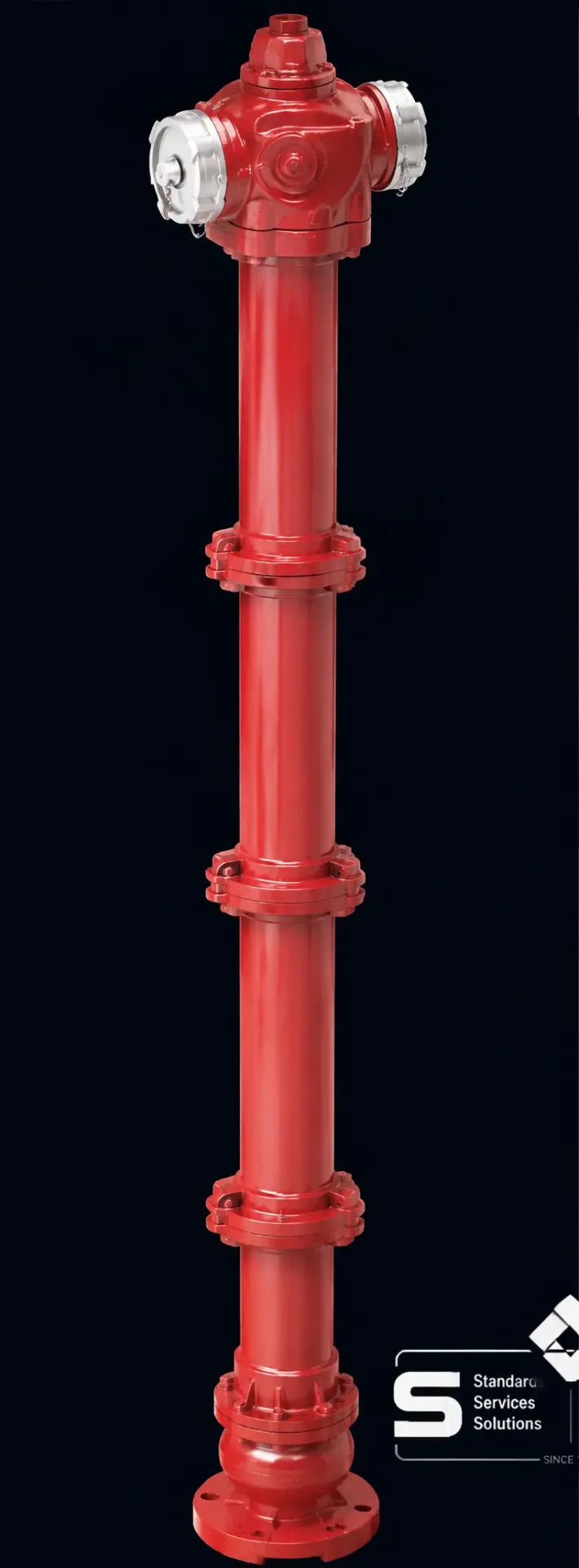 DN100 Red Steel Fire Hydrant 1700 mm with Side Capped Outlets