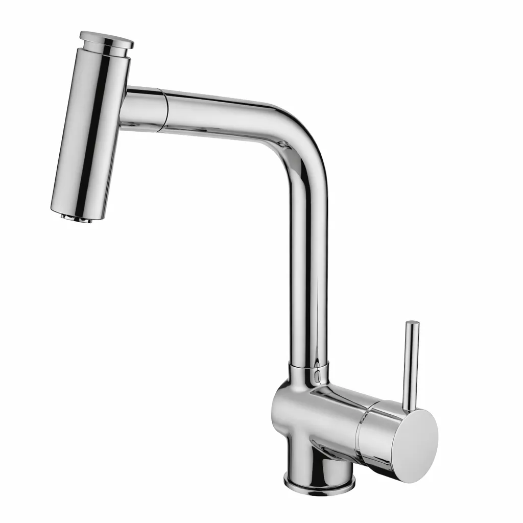 Espina Chrome-Like High-Arc Pull-Out Spray Sink Faucet with Side Lever