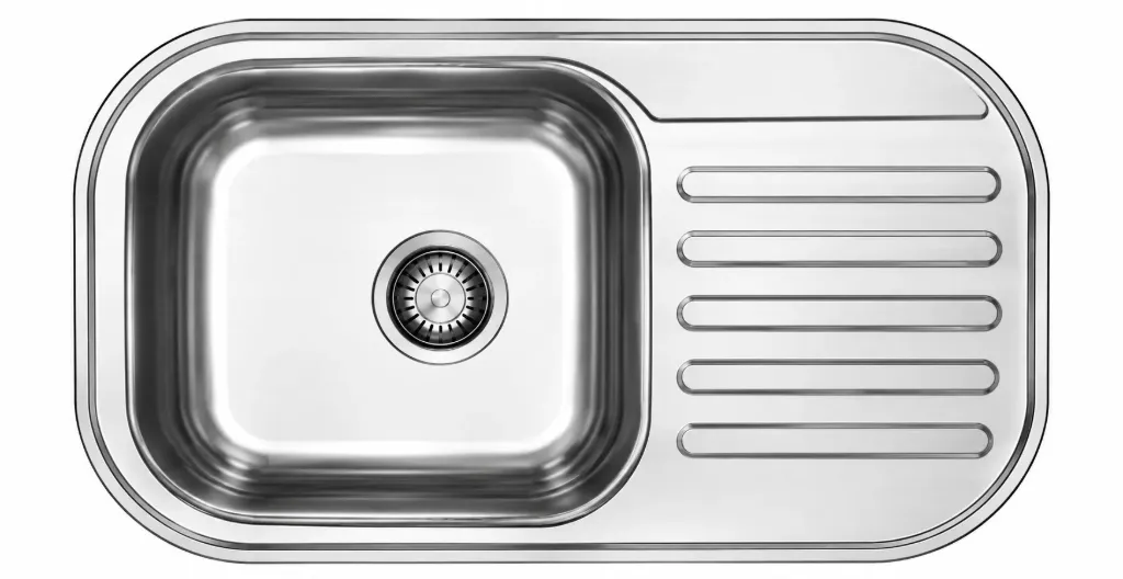 Built-In Single Bowl Sink with Right Drainboard, 73 x 48, 0.6 mm
