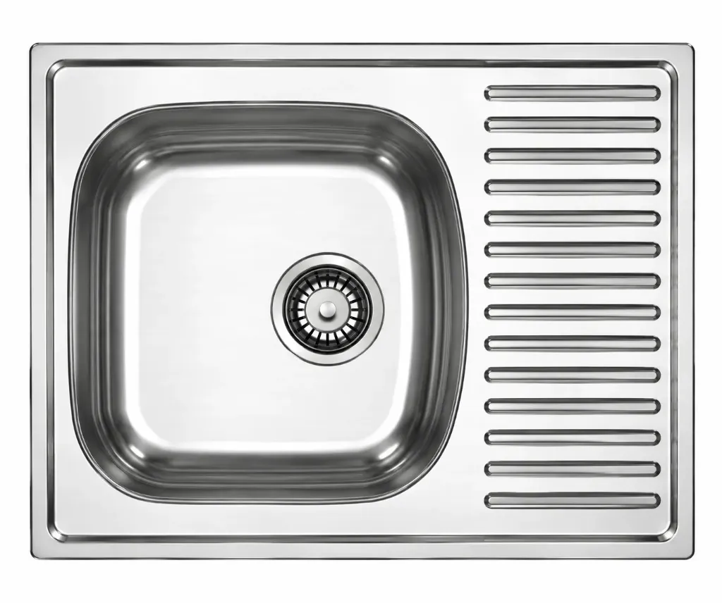 58 x 51 Built-In Sink with Right Drainboard and Single Bowl (0.5 mm)