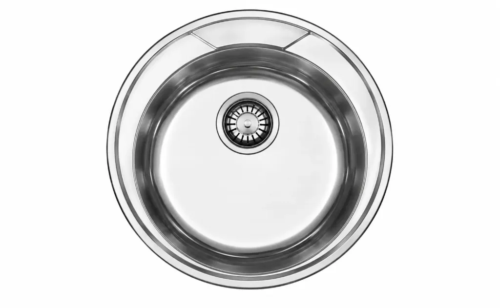 Decorated Round Built-In Sink with Central Drain, 0.6 mm