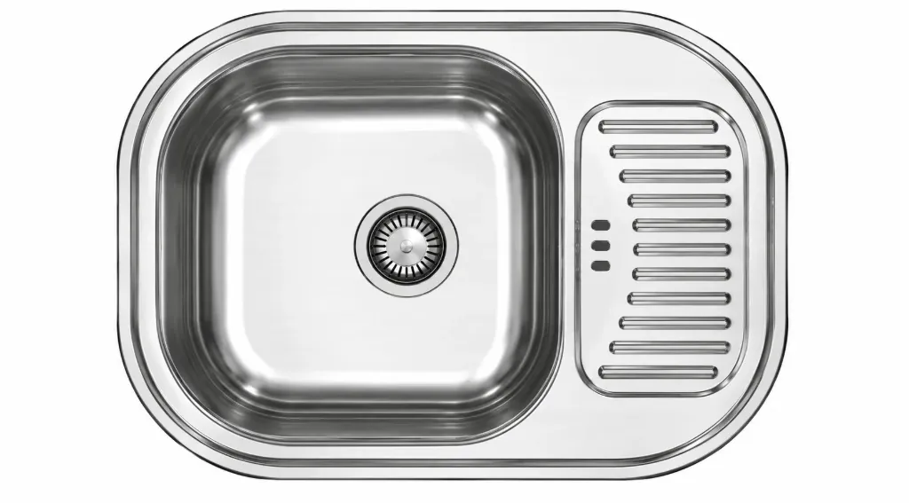 Évier encastré simple bac 62 x 48 avec égouttoir droit nervuré et films décoratifs