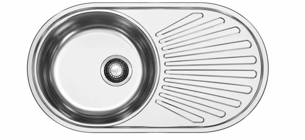 Built-In Single Bowl Sink with Decorative Ribbed Drainer, 78 x 48, 0.6 mm