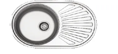 Built-In Single Bowl Sink with Decorative Ribbed Drainer, 78 x 48, 0.6 mm