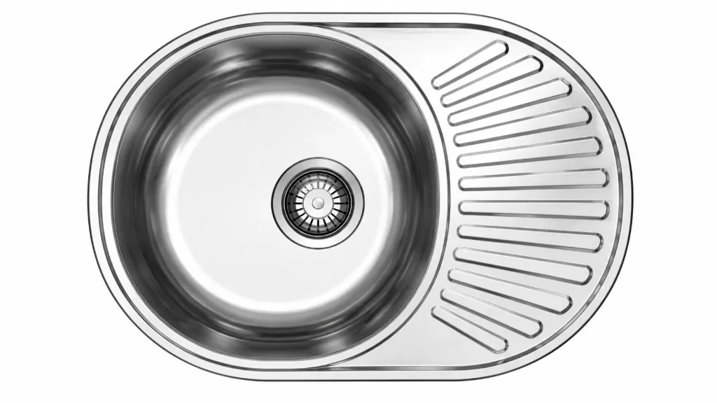 Évier encastré à cuve unique avec égouttoir décoratif à droite, 58 x 48, 0,6 mm