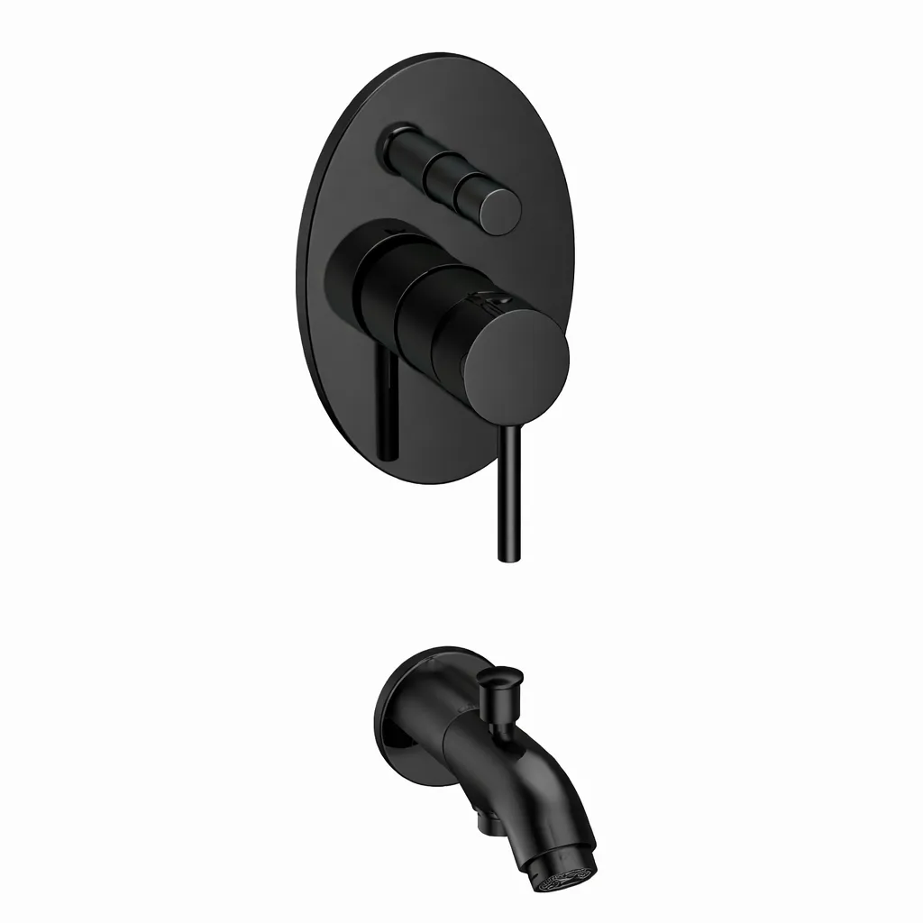 [MTA70-S] Espina Black Fully Concealed Bathroom Faucet with Curved Spout and Lever Handle