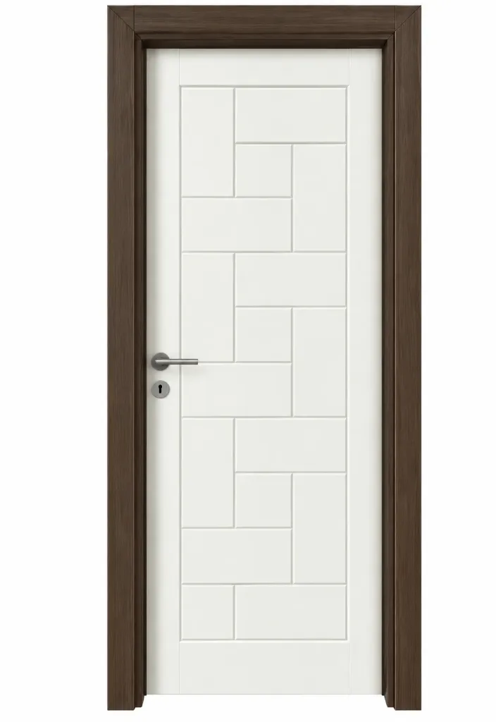 Kiremit PVC Door with Geometric Panel Design (209x86, 10cm)