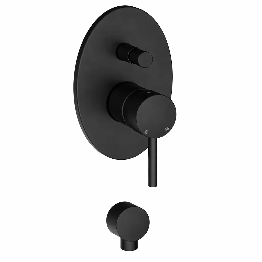 [MKB70-S] Espina Black Concealed Cabin Faucet Armature with Round Plate and Single Lever