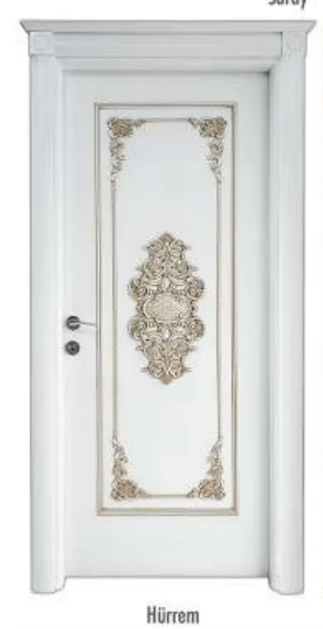 Hurrem White Ornate Interior Door with Gold-Tone Panel Detailing (86x205, 10cm)