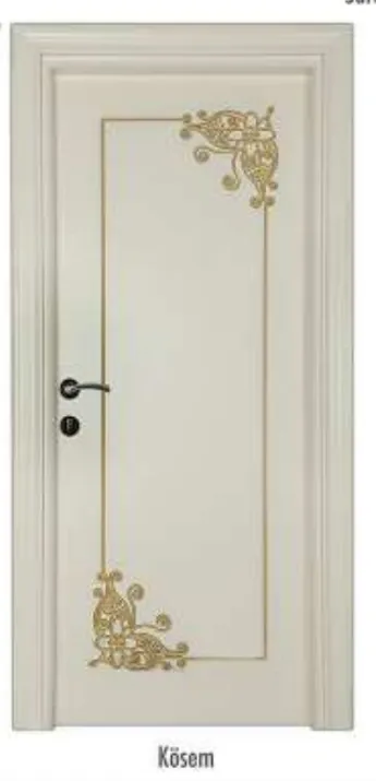 Kosem Cream Varakh Door with Gold-Look Ornate Panel Detail (86x205, 10cm)