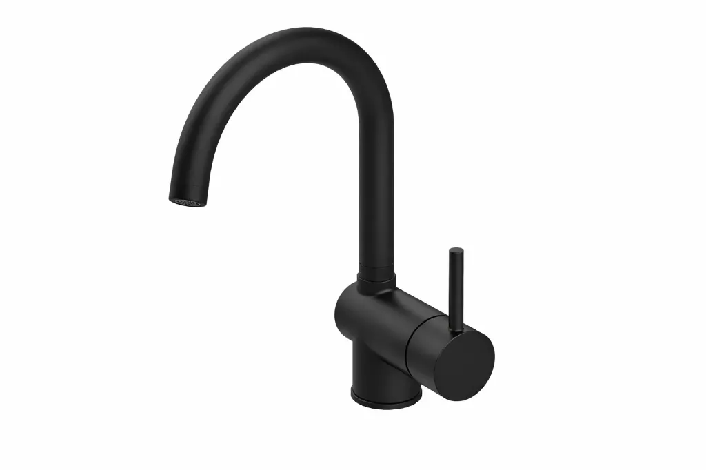 [MTL70-S] Black Espina High-Arc Monoblock Wash Basin Faucet with Pin Lever