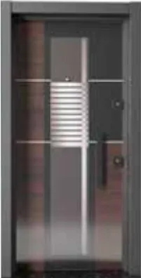 Ultram Series Dark Modern Exterior Door with Vertical Glazed Panels