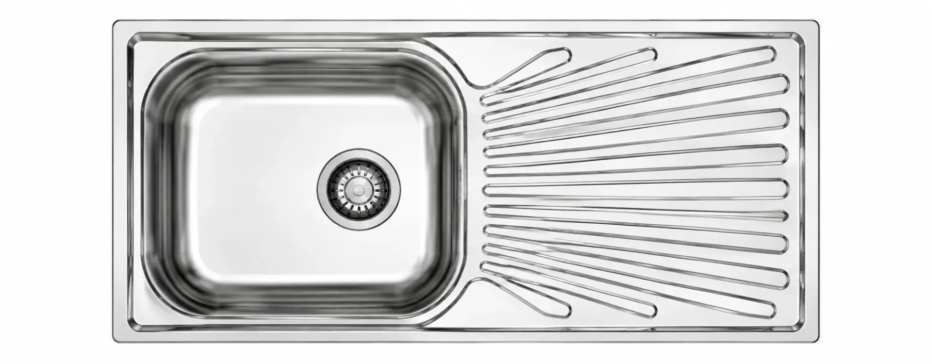 Built-In Single Bowl Sink with Decorative Right Drainboard (0,5 mm)