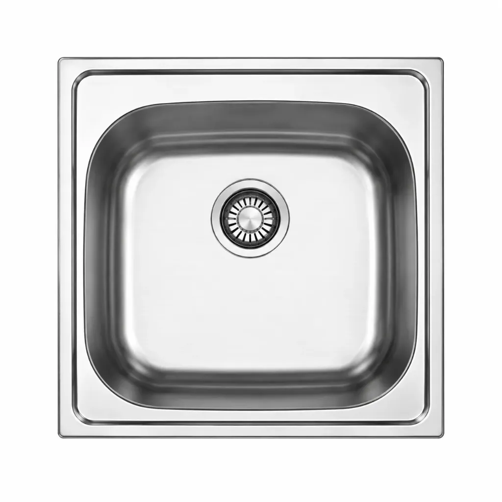 Évier encastré carré à cuve unique avec vidage central (0,5 mm)