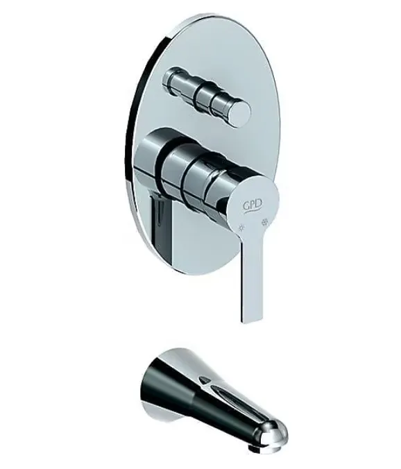 Solus Chrome-Like Concealed Wall-Mounted Bathroom Faucet with Lever Handle