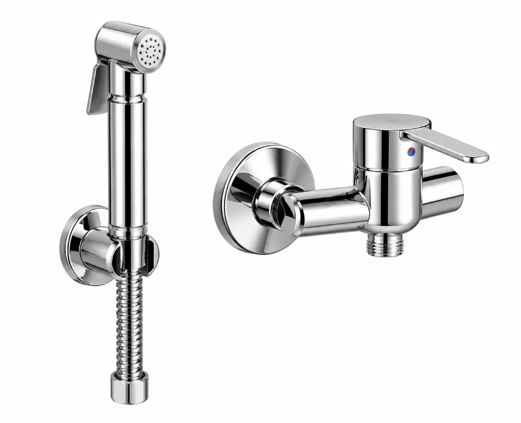 [MTB55] Ensemble de bidet mural Solus aspect chrome avec douchette à main