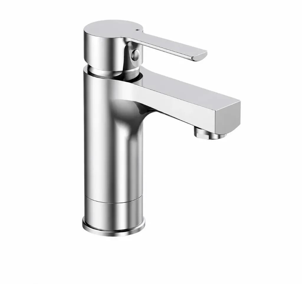 Robinet de lavabo à levier unique Solus aspect chrome avec bec plat