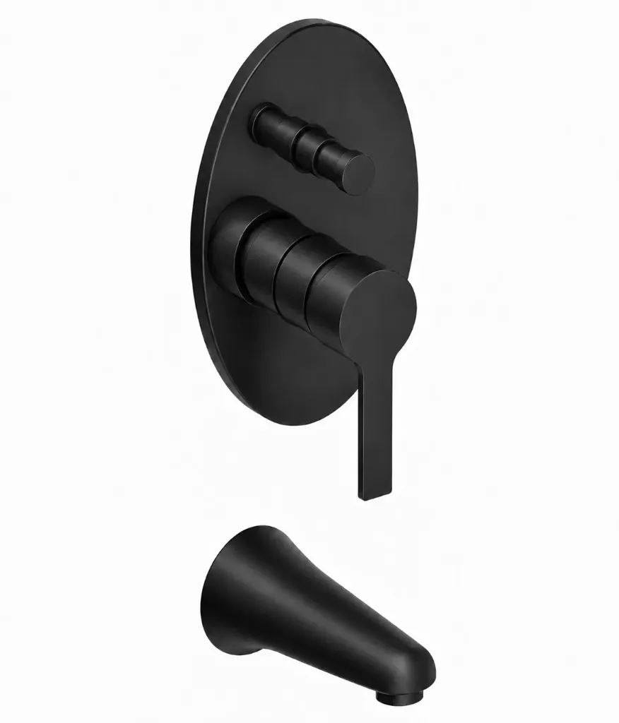 Solus Black Concealed Wall-Mounted Bathroom Faucet with Lever Handle and Spout