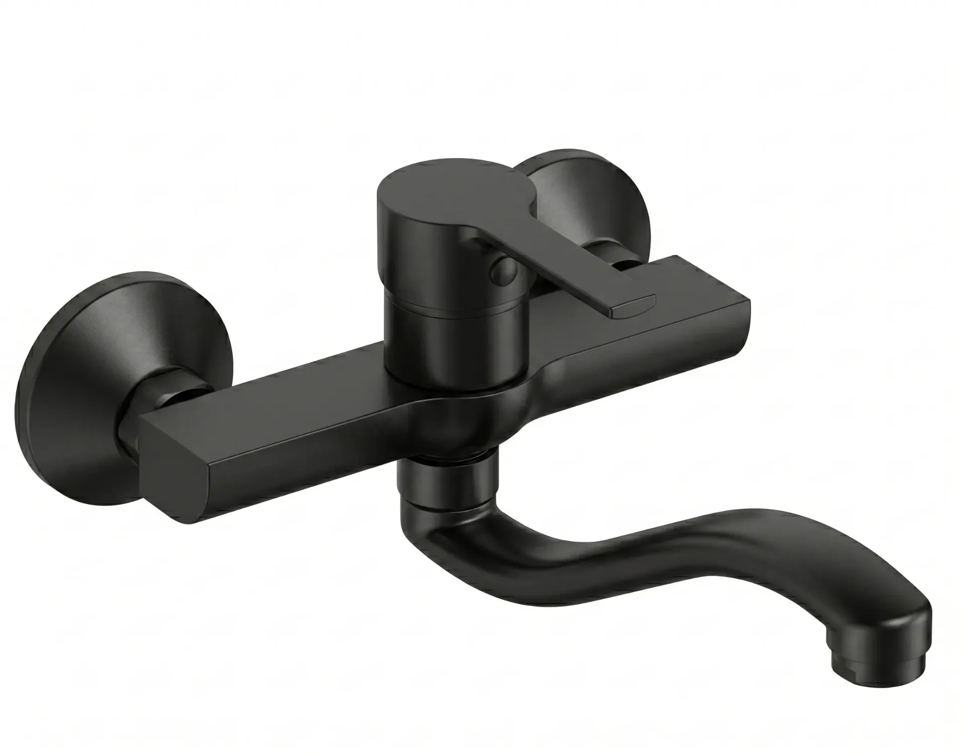 Robinet de lavabo mural Solus Black à bec courbé avec levier unique