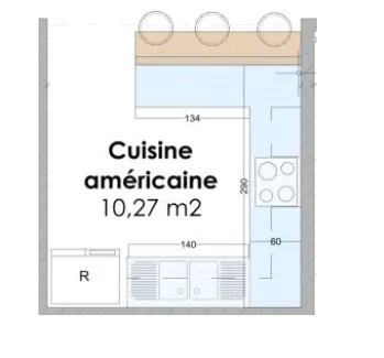 Unité de mobilier de cuisine Kitchen-3 en MDF avec charnières souples et rail latéral en métal