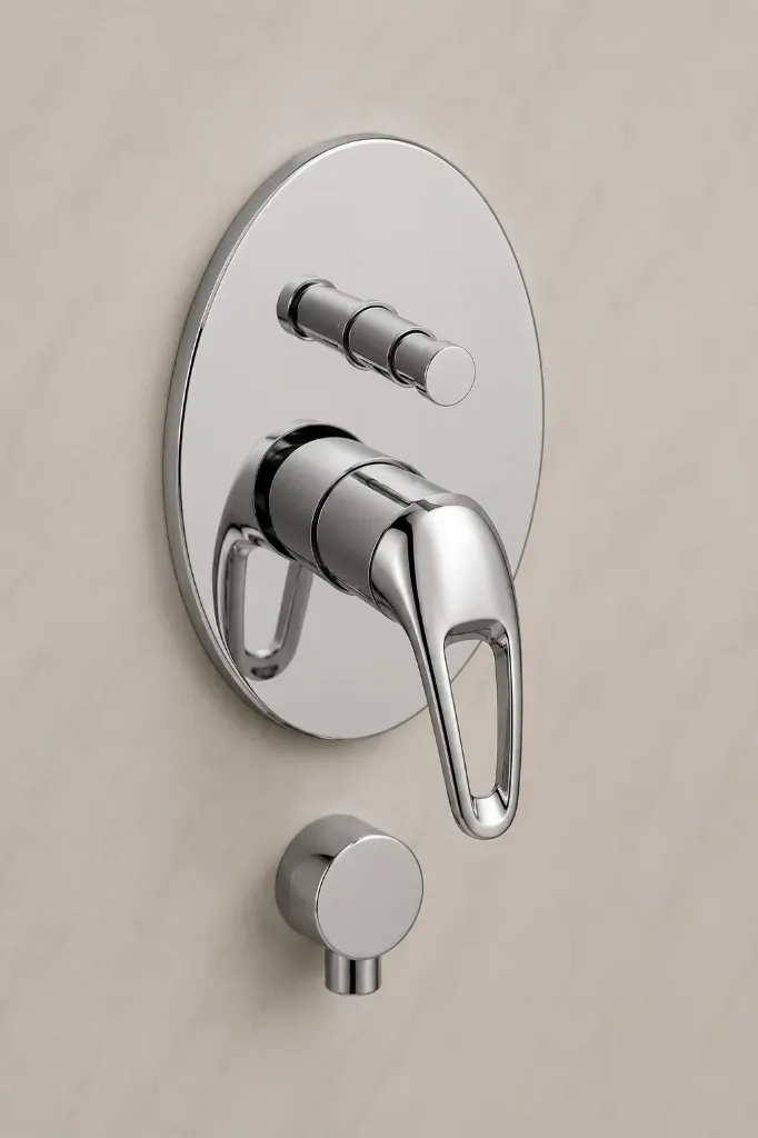 Adrio Chrome-Look Concealed Wall-Mounted Cabin Faucet Armature with Single Lever