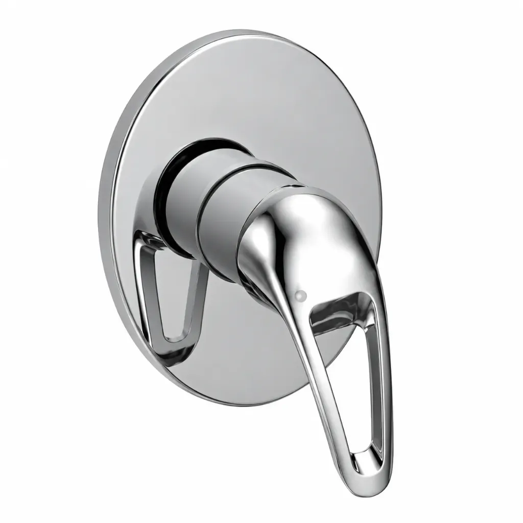 Adrio Robinetterie de Douche Encadrée Aspect Chrome avec Plaque Ronde et Levier Unique