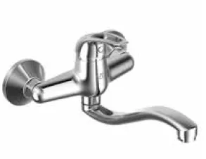 [MAE120] Adrio Silver Wall-Mounted Curved Spout Sink Faucet with Single Lever