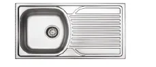 Built-In Single Bowl Sink with Right-Hand Ribbed Drainer (0,5 mm)