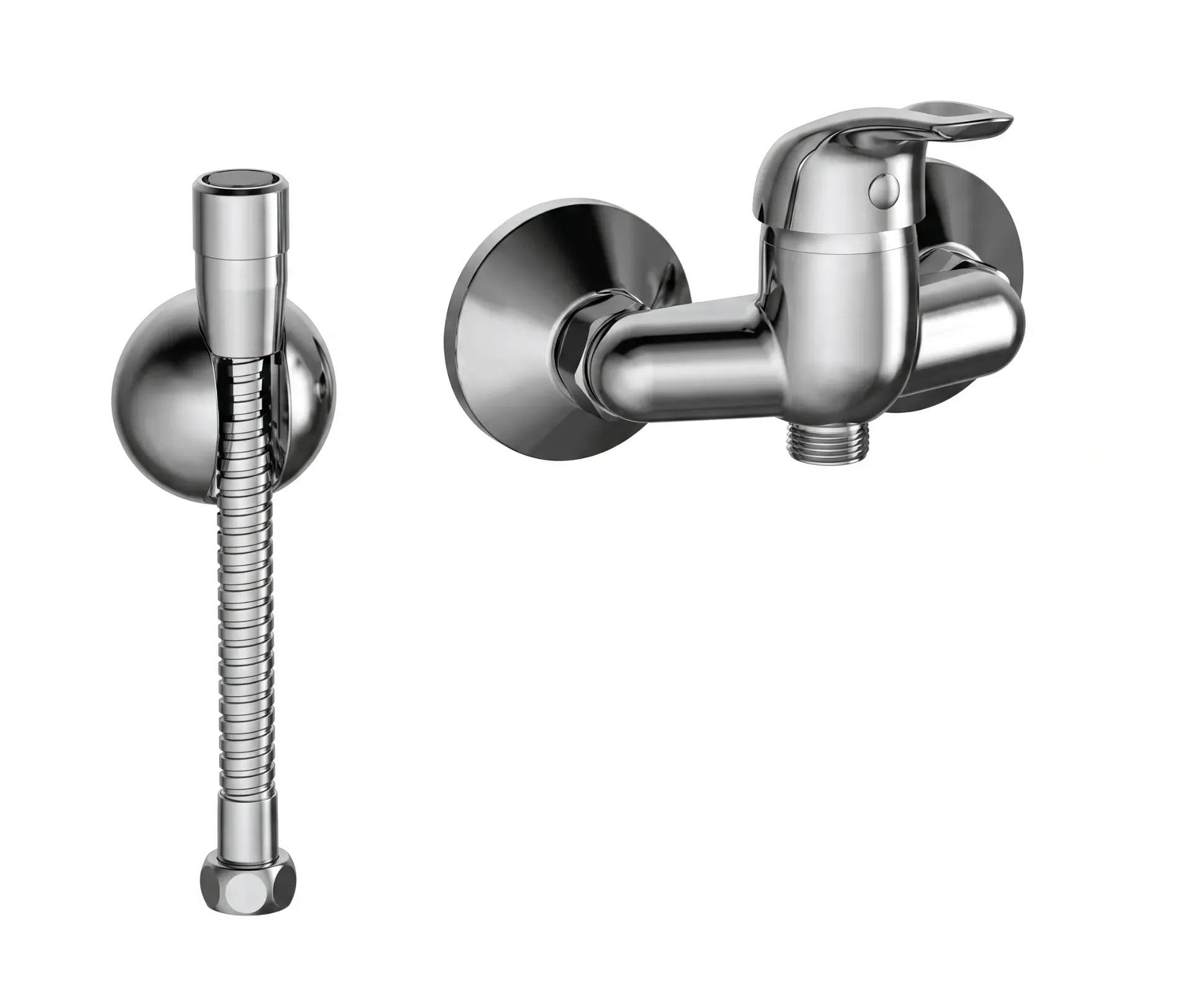 Ensemble de bidet mural Adrio argent poli avec levier unique et douchette
