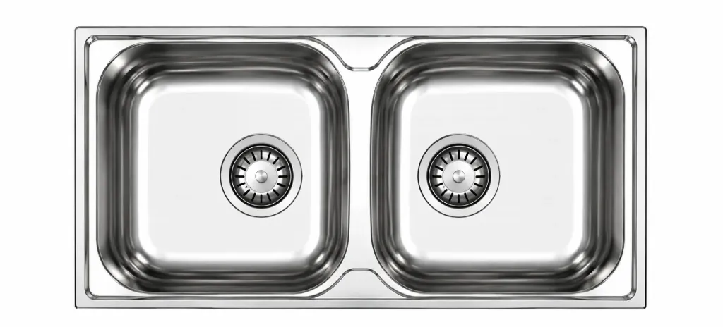 Built-In Double Bowl Sink with Metallic-Look Finish (0,5 mm)