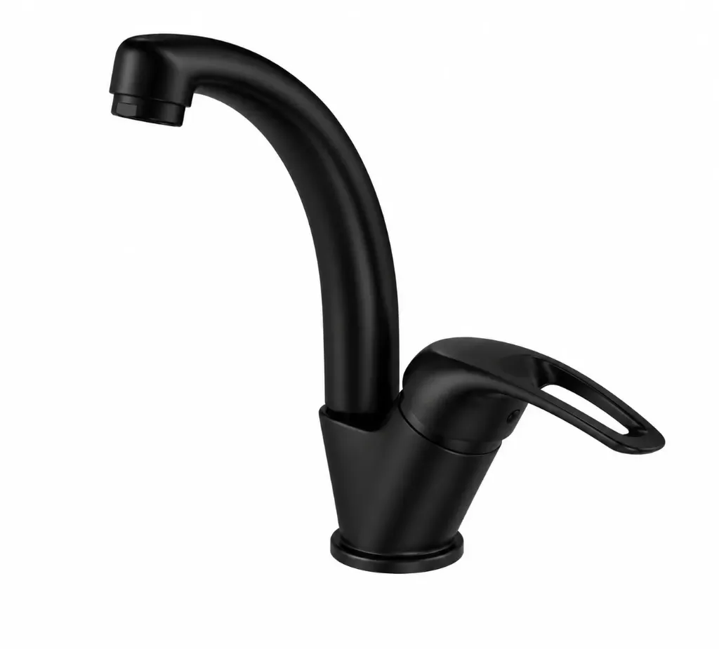 [MTT120-S] Adrio Black High-Arc Monoblock Wash Basin Faucet - Single Entrance