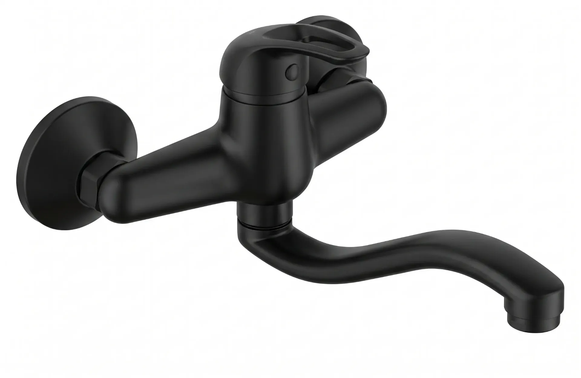 Adrio Black Wall-Mounted Curved Spout Sink Faucet with Single Lever