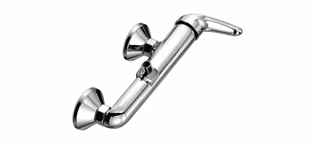 Adrio Chrome-Look Wall-Mounted Shower Armature with Upper Connection and Lever Handle