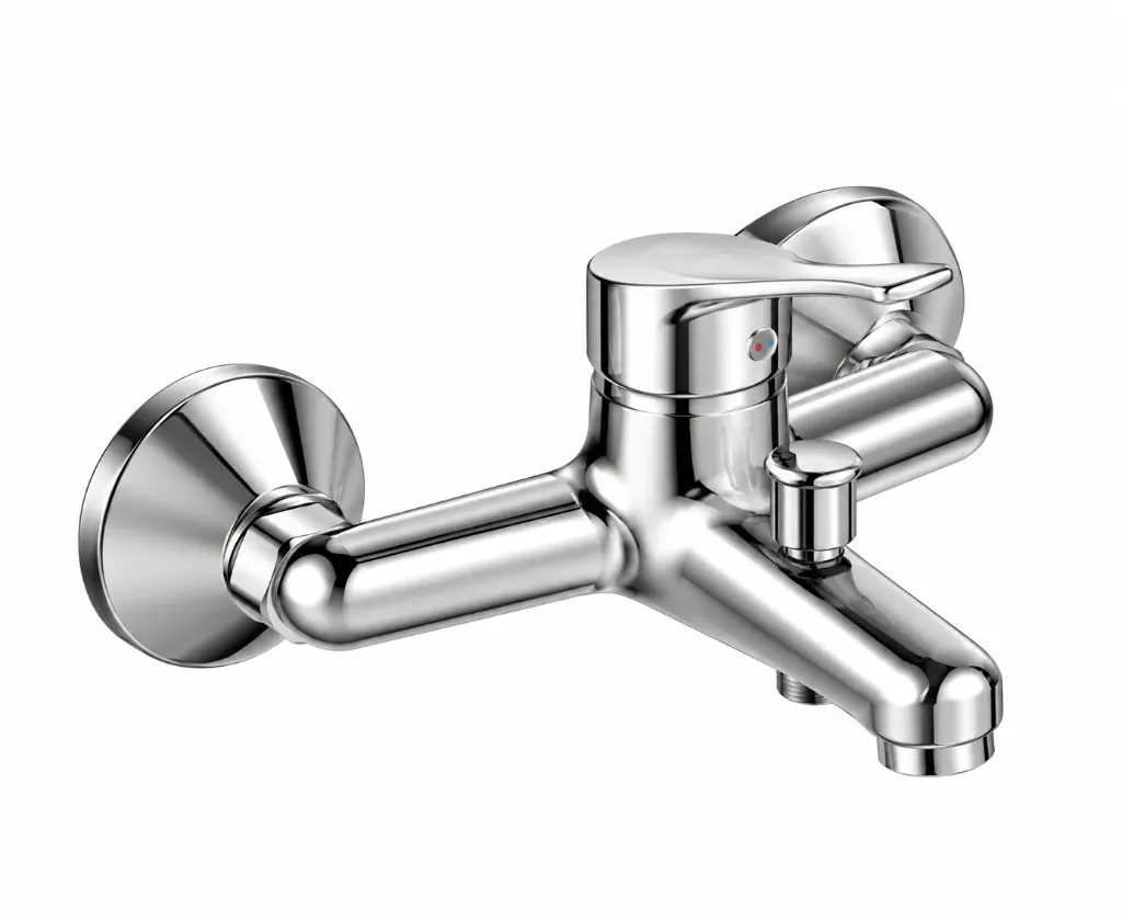 [MBB185] Fido Chrome-Like Wall-Mounted Single-Lever Bathroom Faucet with Short Spout