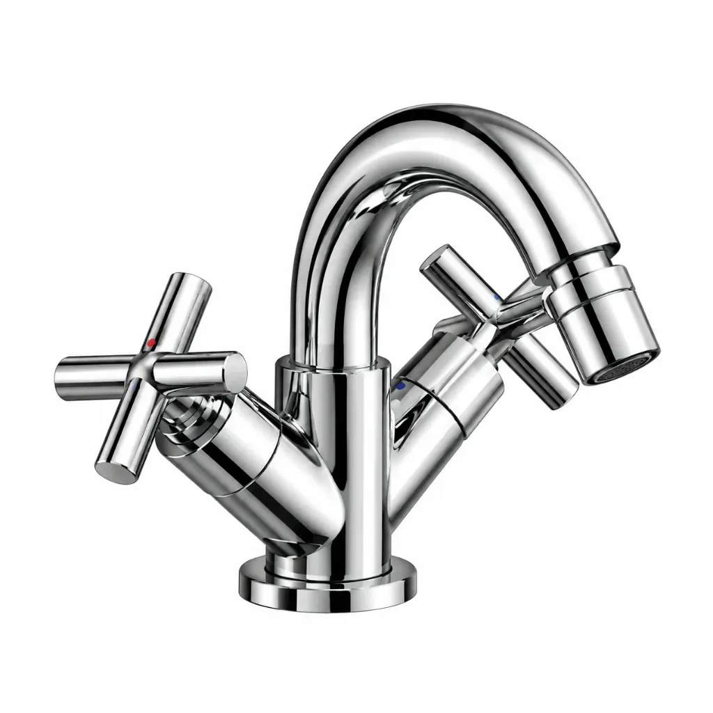 Nino Chrome-Look High-Arc Bidet Faucet with Cross Handles