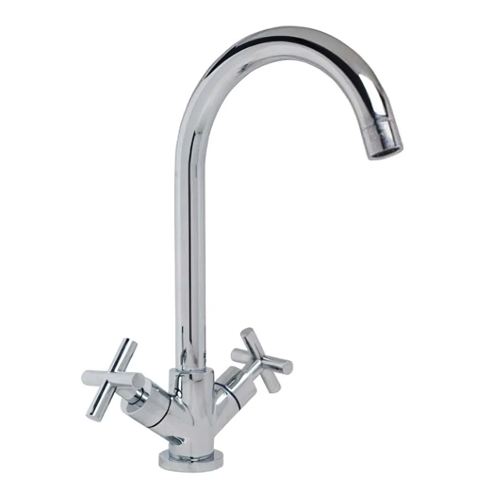 Nino Chrome-Look Swivel U Spout Sink Faucet with Cross Handles