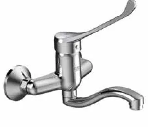 [MAL45] Robinet de lavabo mural accessible aspect chrome avec poignée levier allongée