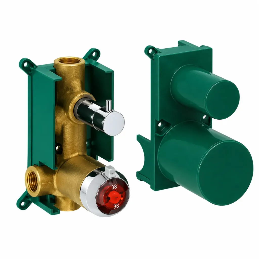 Groupe d'armature de salle de bain encastrée Ø40 mm avec boîtier vert