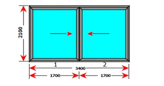 P2 Anthracite Grey UPVC Double Movable Sash Unit with Tempered Glass