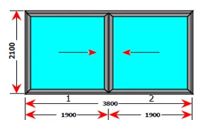 P4 Anthracite Grey UPVC Double Movable Sash Unit with 4 mm Tempered Glass