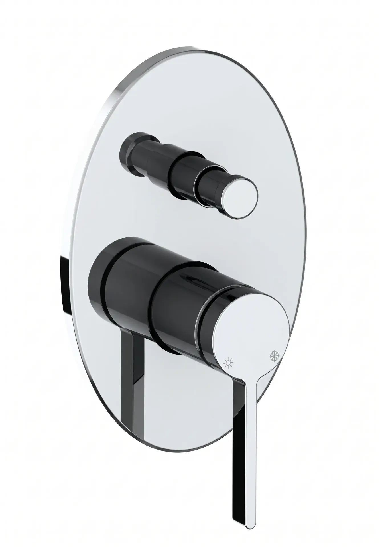 [SUG165] Gildo Black and Chrome-Like Concealed Bathroom Faucet Trim with Round Plate