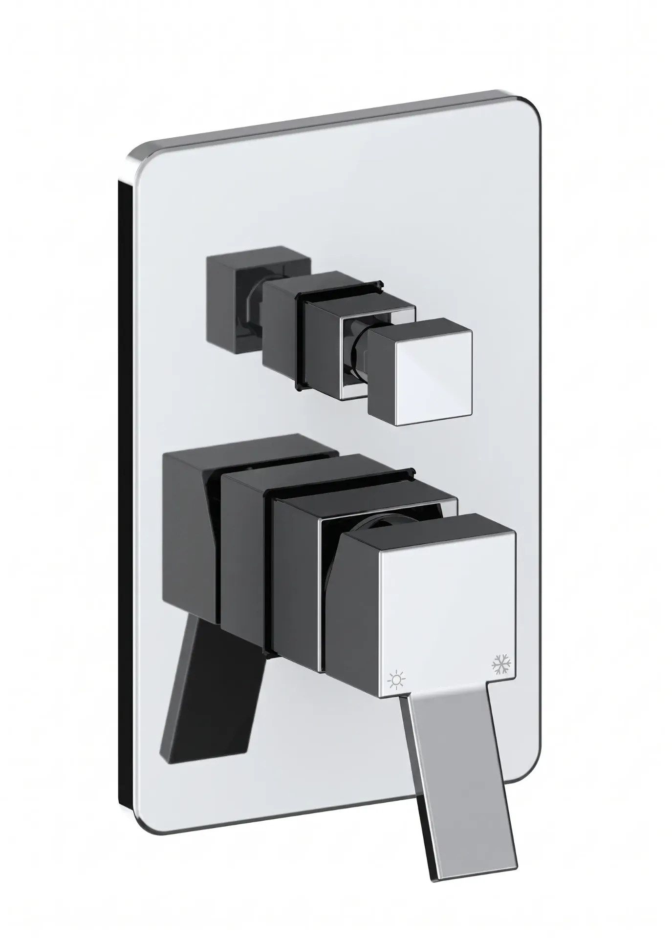 [SUG135] Tulio Chrome-Look Concealed Bathroom Over Plaster Faucet Group with Square Lever Handle