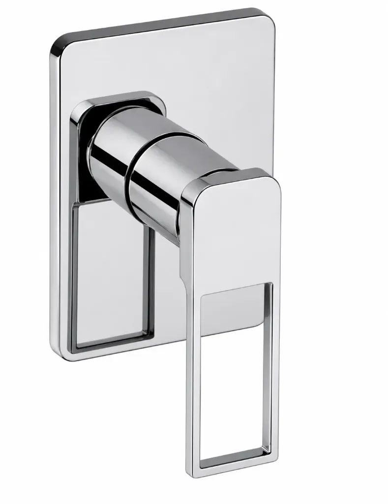 [SUD190] Quadro Polished Silver Concealed Over-Plaster Shower Group with Rectangular Lever