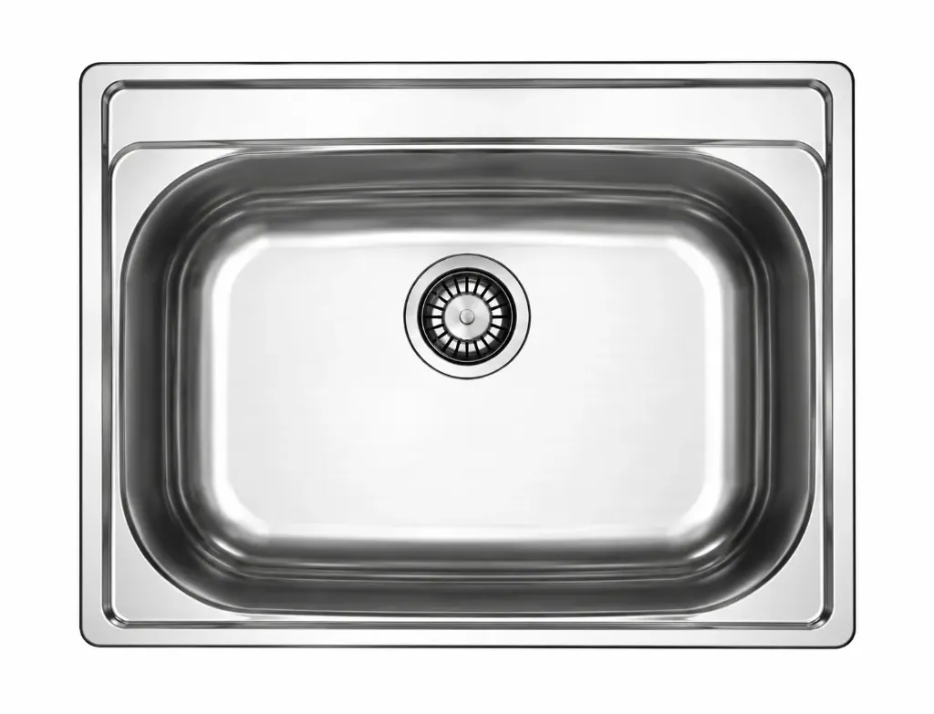 Évier encastré rectangulaire 60 x 50 avec cuve arrondie, 0,6 mm
