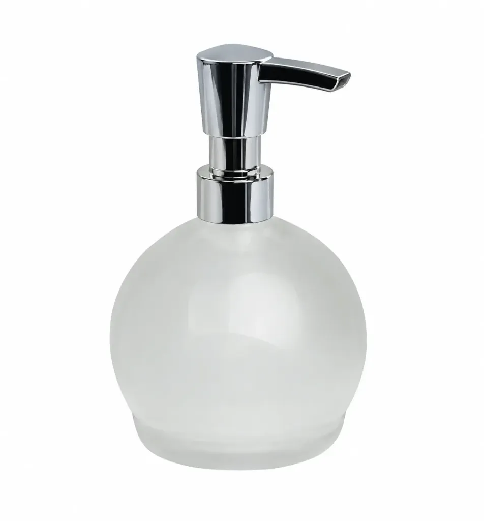 Distributeur de savon liquide rond givré pour comptoir avec pompe