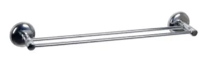 Porte-serviettes double long mural aspect chrome poli